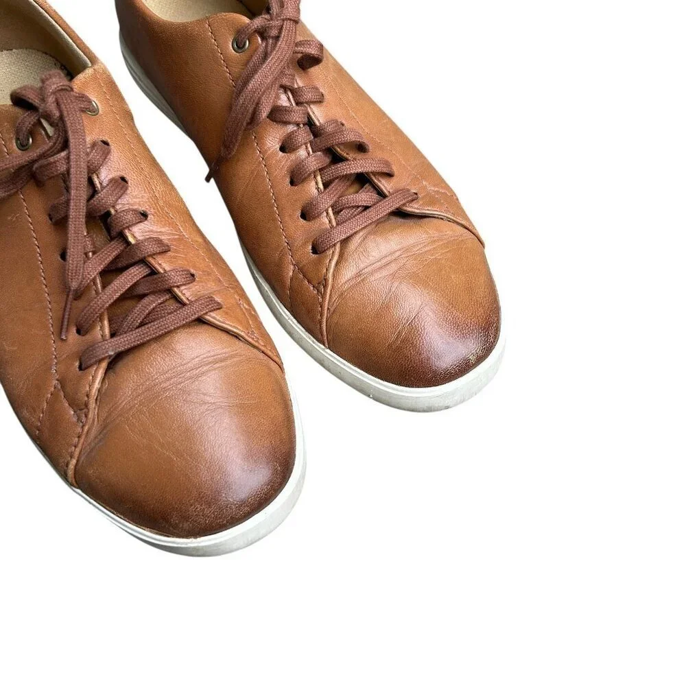 Cole Haan Grand OS Crosscourt II Sneaker British Tan Leather Lace Up Size 9.5